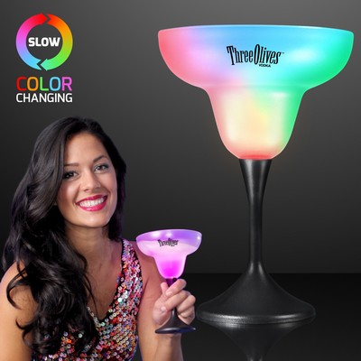 10 Oz. LED Margarita Glass w/ Classy Black Base - Domestic Print