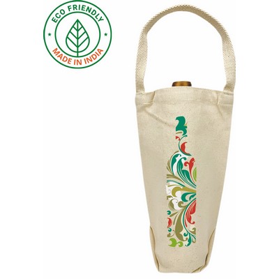 12 oz Cotton Canvas Wine Tote - Eco Friendly Wine Bag 11 x 7 x 3