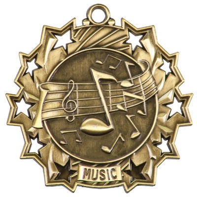 Ten Star Music Medal - 2-1/4"