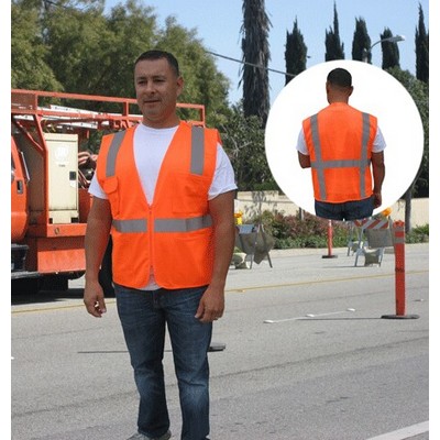 3C Products ANSI 107-2020 Class 2 Neon Orange Safety Vest