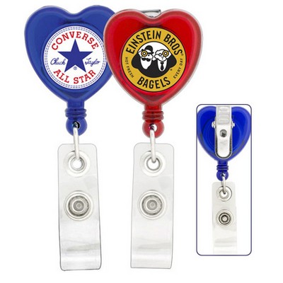 Heart Badge Reel with Swivel Bulldog Clip