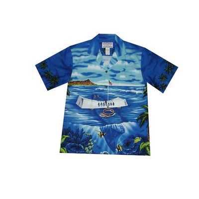 Hawaiian Tropical Print Shirt / ARIZONA MEMORIAL - PEARL HARBOR