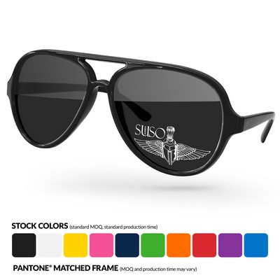 Aviator Sport Sunglasses W/ Corner Lens Imprint