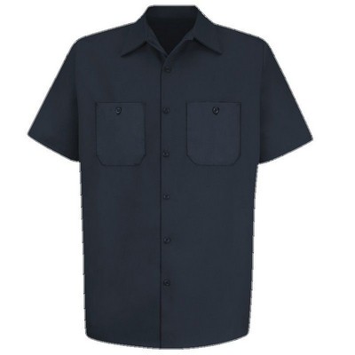 Red Kap™ Men's Short Sleeve Wrinkle Resistant Cotton Work Shirt - Dark Navy Blue