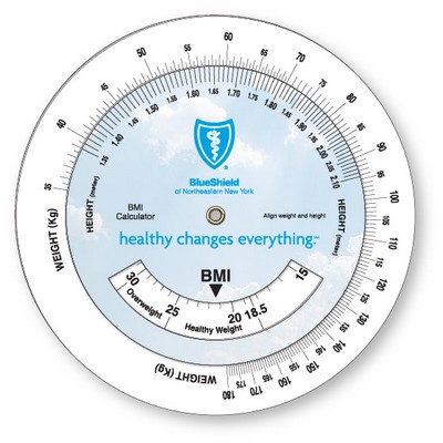 .020 White Vinyl Plastic Wheel Calculator Metric Body Mass Index (6" dia.) Full Color Imprint