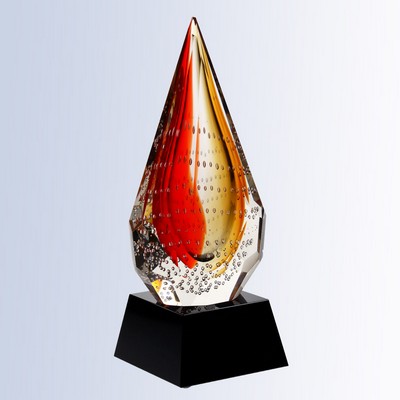 Red Reflections Art Glass Award 9 3/4"H