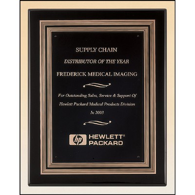 Black Piano Finish Plaque with Gold and Black Embossed Frame (11" x 14")