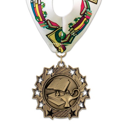 2 1/4" Lamp of Knowledge TS Medal w/ Stock Millennium Neck Ribbon