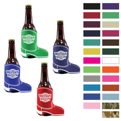 Screen Printed Cowboy Boot Shape Premium Foam Can Cooler