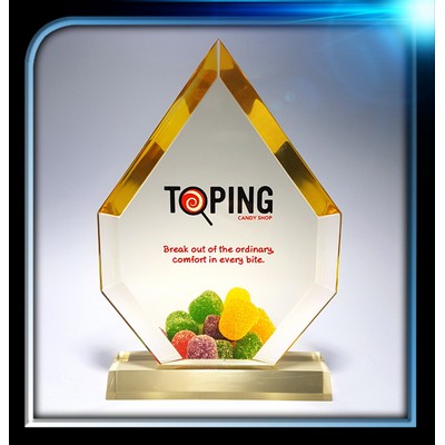 Executive Series Gold Teardrop Jewel Award w/Base (7"x9 1/4"x3/4")