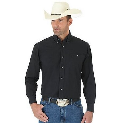 Wrangler® Men's Black George Strait Relaxed Fit Long Sleeve Shirt