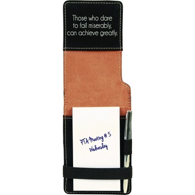 Black/Silver Leatherette Pad & Pen (3.25" x 4.75")