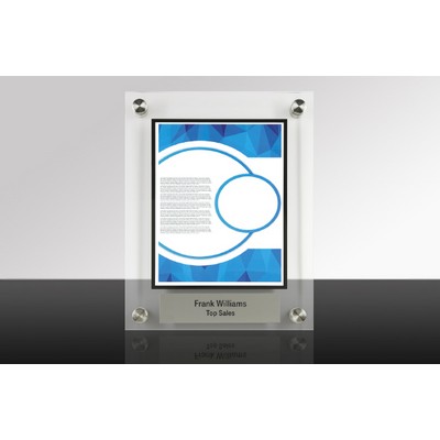 CLEAR PAGER - One Page Acrylic Framed Wall Award w/Silver Plate