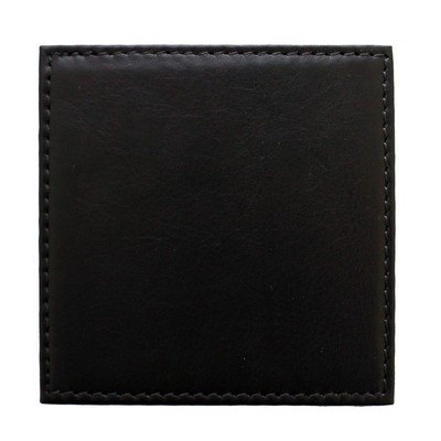 Ashlin® Designer Stratford Midnight Black Leather + Leatherette Executive Square Coaster