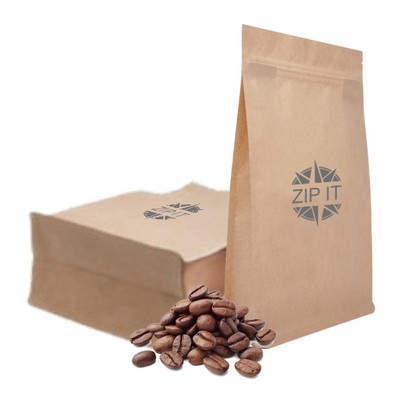 Kraft Paper Flat Bottom Stand Up Pouch w/Zipper Seal, 1C2S Sides (4.33 x 11.81 x 3.15)