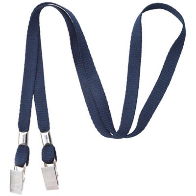 3/8" Blank Double Ended Lanyard w/Bulldog Clip (Navy Blue)