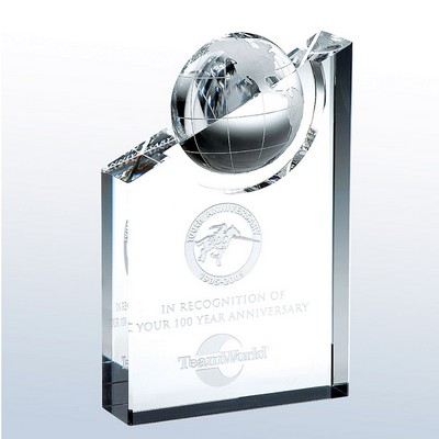 Optical Crystal World Globe Pinnacle Award, Medium (4"x7-1/2")