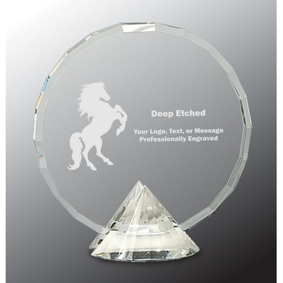 6 1/2" Clear Round Crystal on Clear Diamond Base