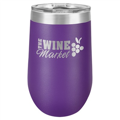 16 oz. Purple Vacuum Insulated Stemless Wine Glass w/ Lid