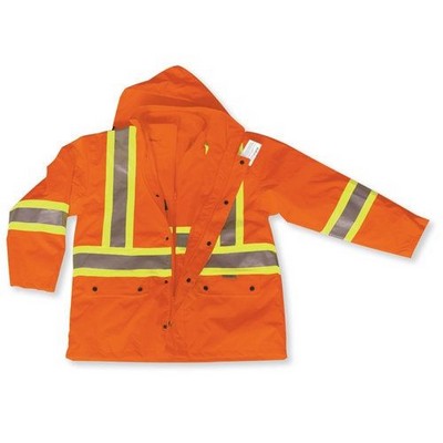 3-In-1 Orange Fleece Rain Jacket