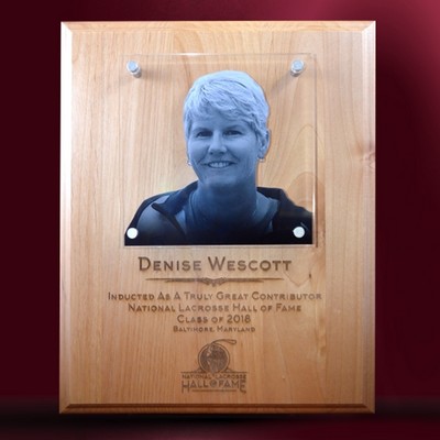 Red Adler Plaque with Floating Panel Stand Off Mount and Direct Laser Engraving