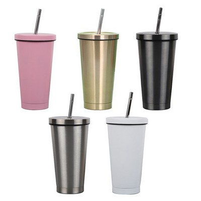 17 oz Stainless Steel Straw Tumbler with Lid