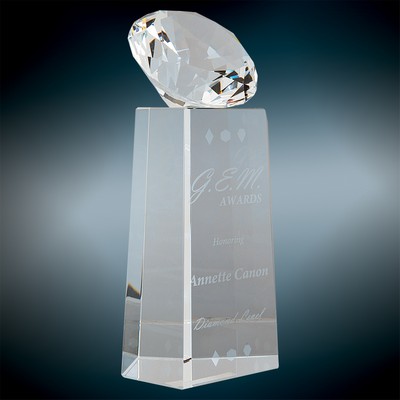 Crystal Diamond Award On Clear Base