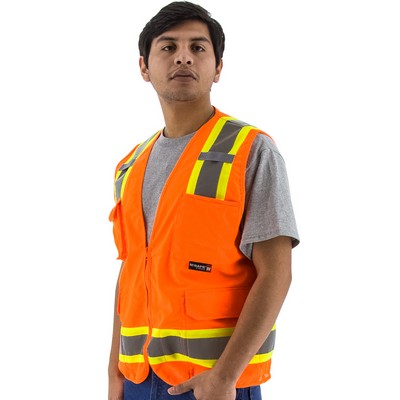 Visibility Orange Mesh Safety Vest with Two-Tone DOT Striping, ANSI 2, Type R