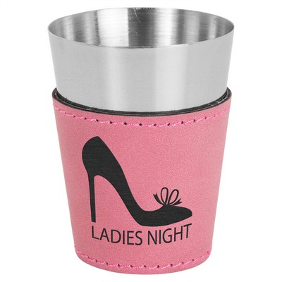 Shot Glass, Pink Faux Leather, 2 oz