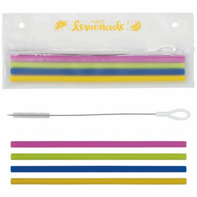 Reusable Silicone Straw Set