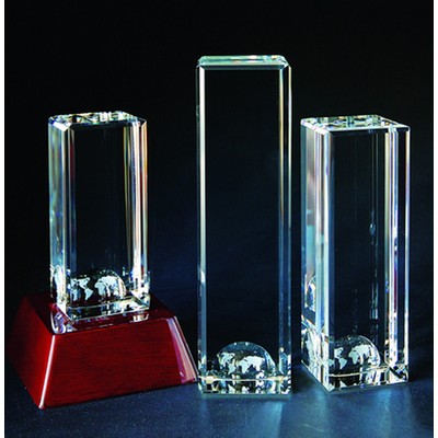 World Tower Optical Crystal Award/Trophy 8"H