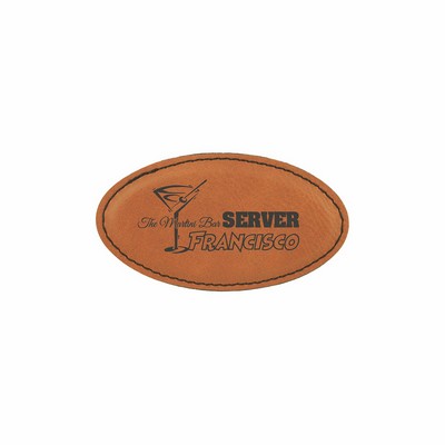 3 1/4" x 1 3/4" Rawhide Leatherette Oval Badge w/ Magnet