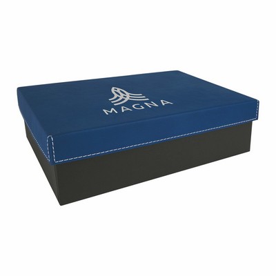 9 3/4" x 7" Blue/Silver Leatherette Gift Box