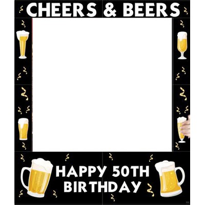 Cheers and Beers 50th Birthday Themed Party Photo Frame Prop, 35 X 30 inches