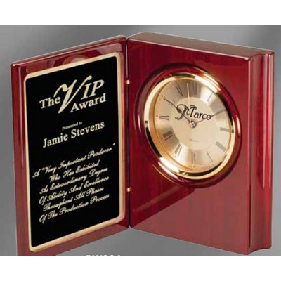 Open Rosewood Book Clock