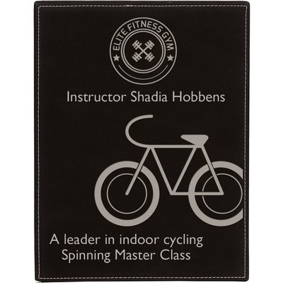 9" x 12" Black-Silver Laserable Leatherette Plaque