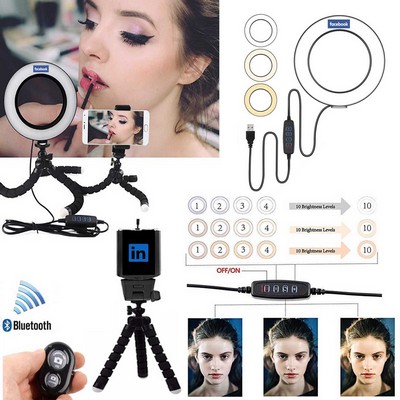 Kidder Ring Light + Tripod + Bluetooth Remote Shutter (Black)