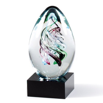 6" Colors Sculpture Award w/Hand Blown Art Glass