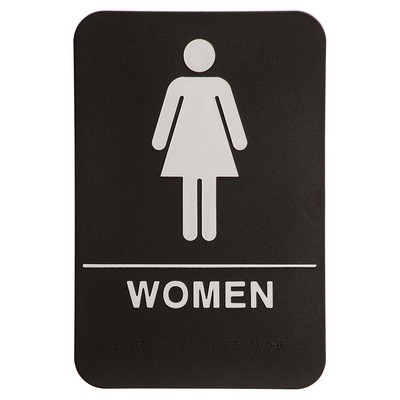 Kota Pro ADA 6" x 9" Black/White Women Accessible Restroom Sign