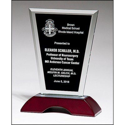 Clear Glass Award with Black Silk Screened Center (6"x10")