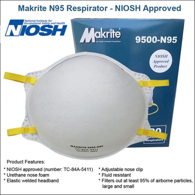 NIOSH Approved Makrite 9500 N95 Face Mask