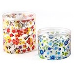 Small PET Clear Floral Print Cylinder Pouch