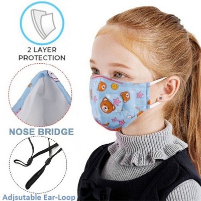 Kids Face Mask w/Full Color Custom Logo 2-Layer Safety Masks