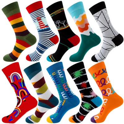 Colorful Crew Socks Novelty Fun Cute Crazy Happy Patterned Sock Cotton Stocking Packs