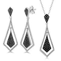 Jilco Inc. Black Diamond Drop Earring & Necklace Set