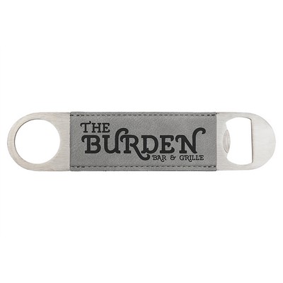 Gray 1-1/2"x7" Oval Rectangle Bottle Opener, Laserable Leatherette