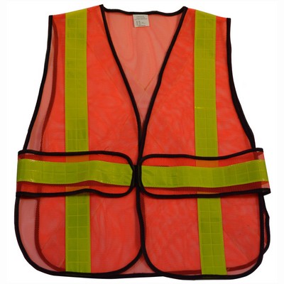 Mesh Safety Vest With Adjustable Sides & Reflective "X" On Back