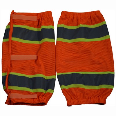 ANSI Class E Orange Mesh Reflective Leggins with Lime Contrast & Adjustable Hook & Loop Closures