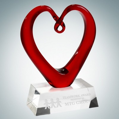 Art Glass The Whole Heart Award w/Clear Base