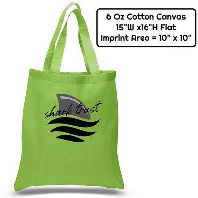 Value 6 Oz Cotton Canvas Tote Bag - 15"W X 16"H X 21"Handle